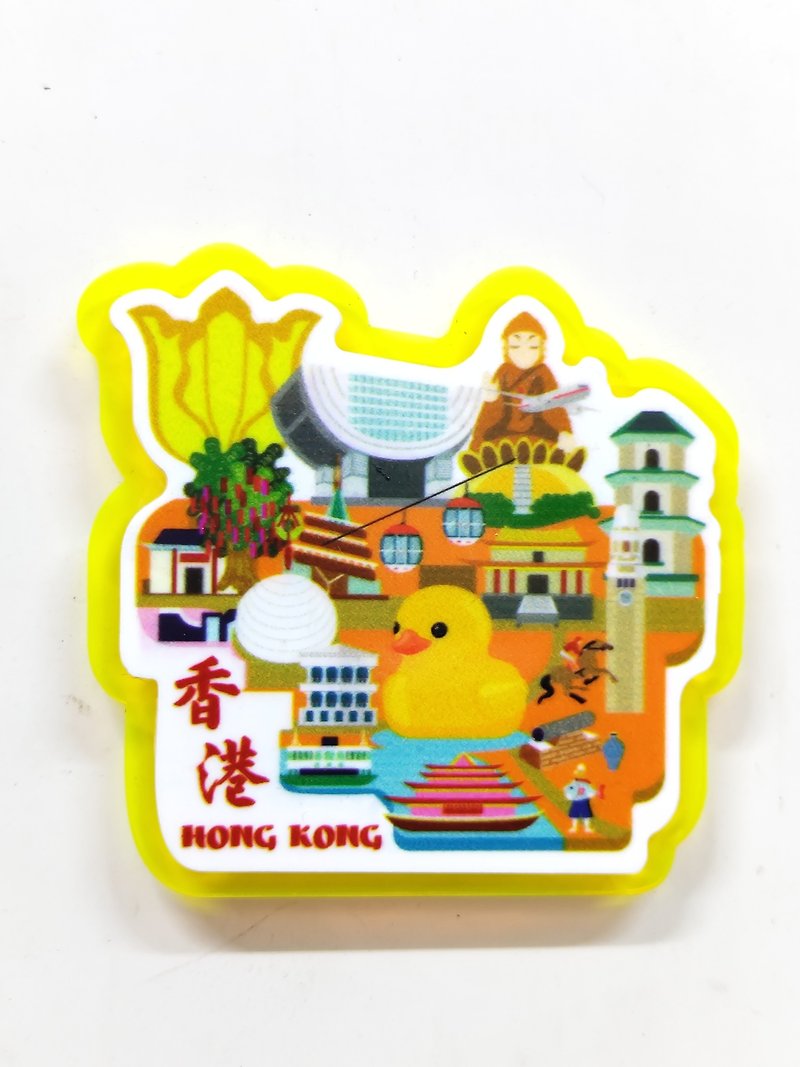 Hong Kong unique landmark magnet sticker fluorescent lemon yellow - แม็กเน็ต - อะคริลิค 