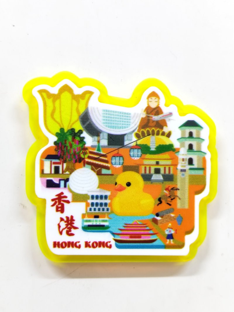 香港特色地標磁石貼 螢光檸檬黃 - 磁鐵 - 壓克力 