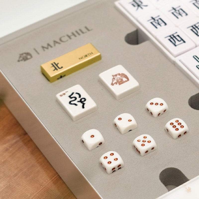 [Golden Horse 59 Joint Model-Golden Directional Ring] Maqiu Mahjong Hardcover Set - บอร์ดเกม - วัสดุอื่นๆ ขาว