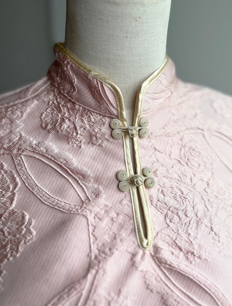 Chinese detached collar　/ baby pink - Qipao - Polyester Pink