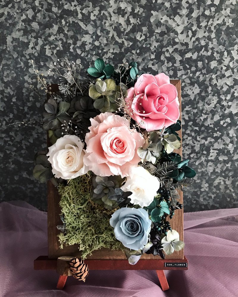 不凋花相框花/婚禮謝卡座/名片座/開幕送禮/商業送禮/婚禮小物 - 乾燥花/永生花 - 其他材質 