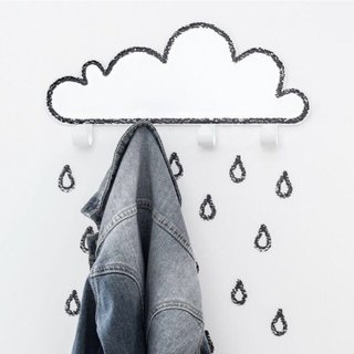 スペイン語 Tresxics 大きな雲 小さな雨滴 フック + ウォール ステッカー (黒と白)