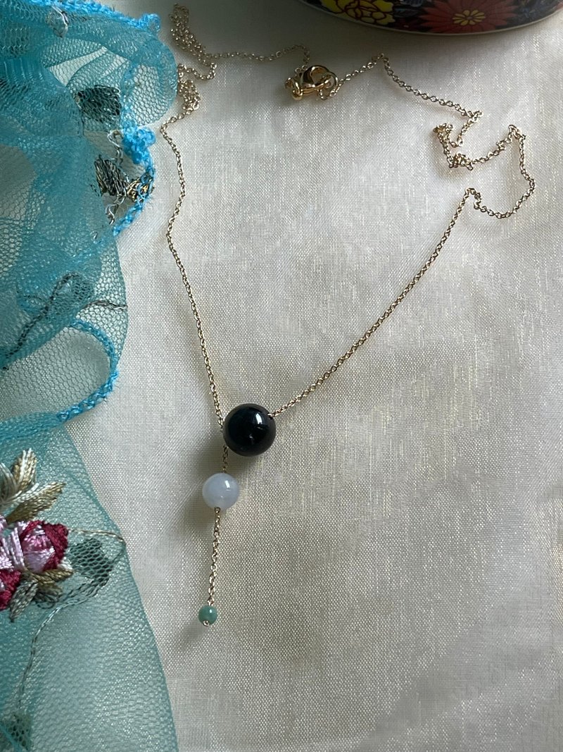 【平安好運鏈】墨翠翡翠項鍊女 II 緬甸玉無優化A貨翡翠項鏈女 - 項鍊 - 玉石 