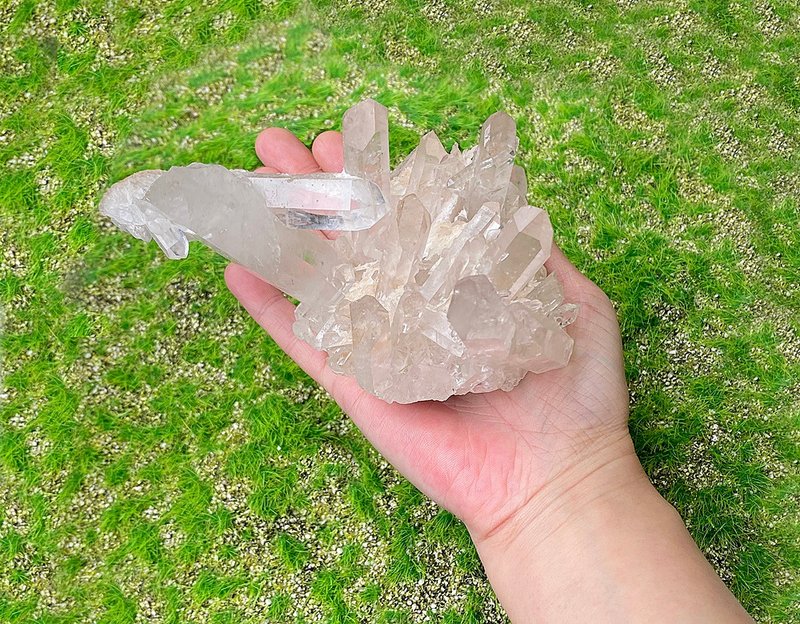 原礦冰透體白水晶簇帶二次結晶 白水晶柱 辦公室 居家 療癒 風水 - 其他 - 水晶 白色