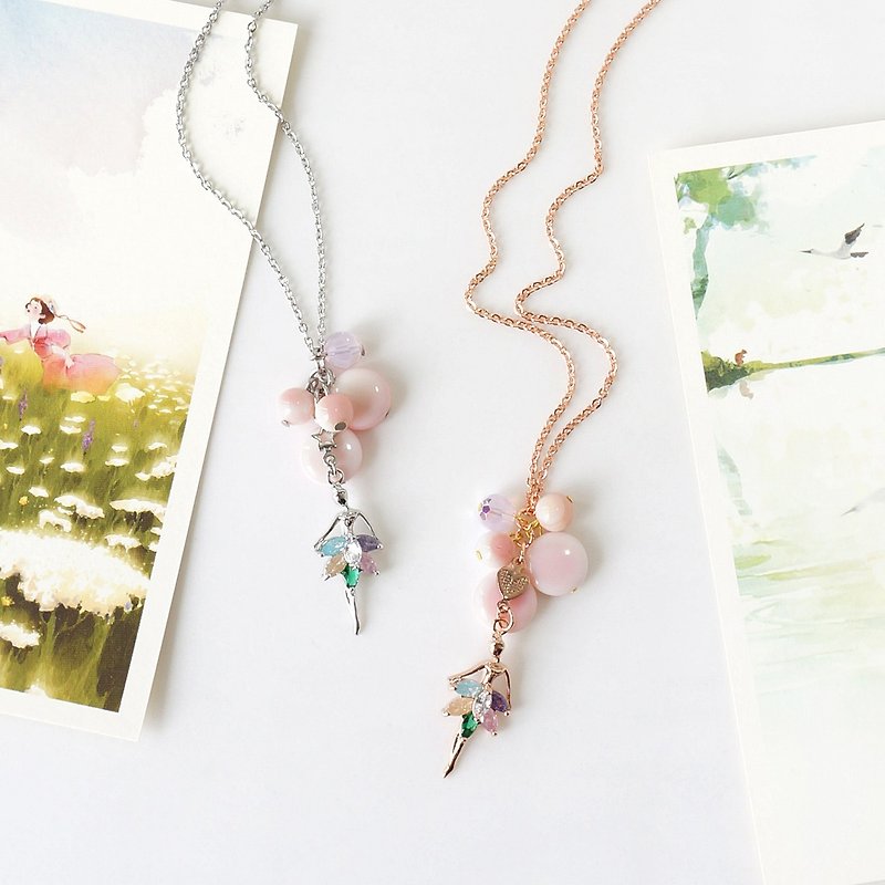 Ballerina with White Pink Queen Conch Shells Necklace - Necklaces - Shell Pink
