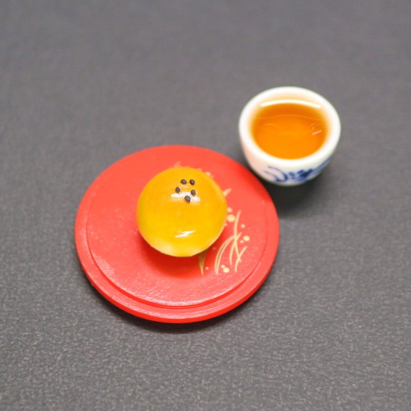 蛋黃酥 完整未切 耳環 單耳 中秋月餅ダンファンス - 耳環/耳夾/耳骨夾 - 黏土 橘色