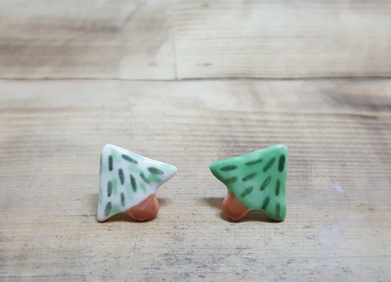 Little Tree Ceramic Earrings - Earrings & Clip-ons - Porcelain Green