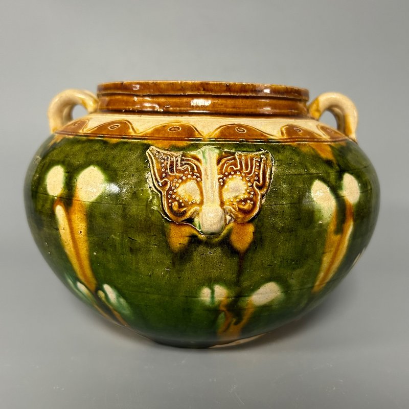 唐三彩貼花四繫罐 - 擺飾/家飾品 - 陶 卡其色