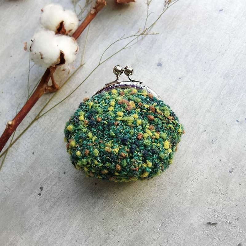 Autumn chrysanthemum production - Australian wool mouth gold bag - Coin Purses - Wool Green