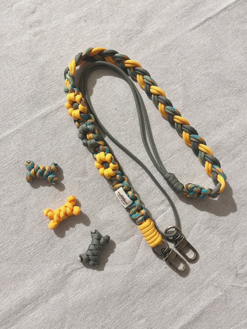 去編 | 花結-可調式掛繩 | Adjustable Strap - 手機掛繩/背帶 - 尼龍 橘色