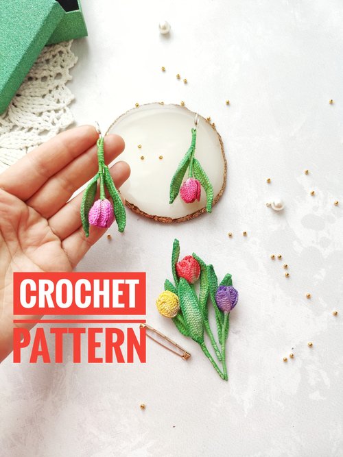 Tulips - handmade crochet pins • ornaments • photo props. graduation gift -  Shop Chuan Yuan Art Studio Brooches - Pinkoi