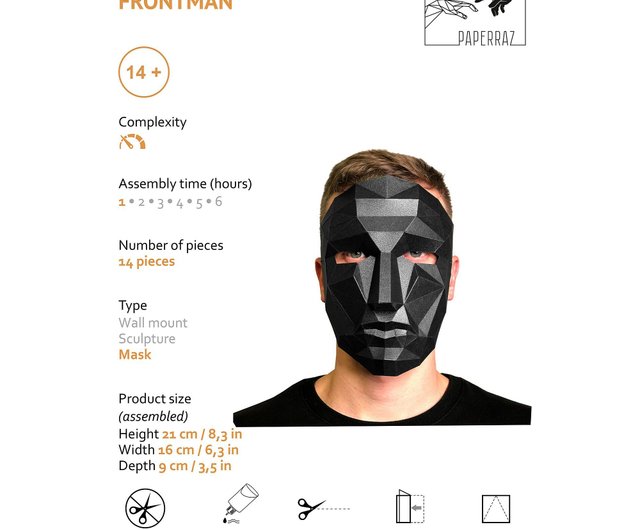 HUMAN FACE Mask Papercraft kit, DIY kit for Adults