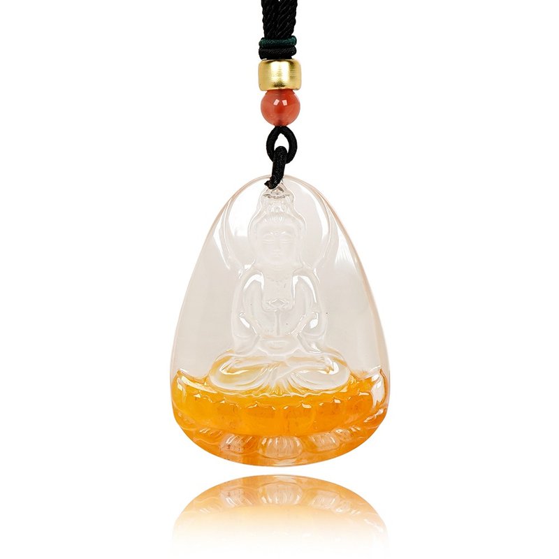 Hematoid Quartz Guanyin Carving 32.6g Pendant - Necklaces - Semi-Precious Stones Multicolor