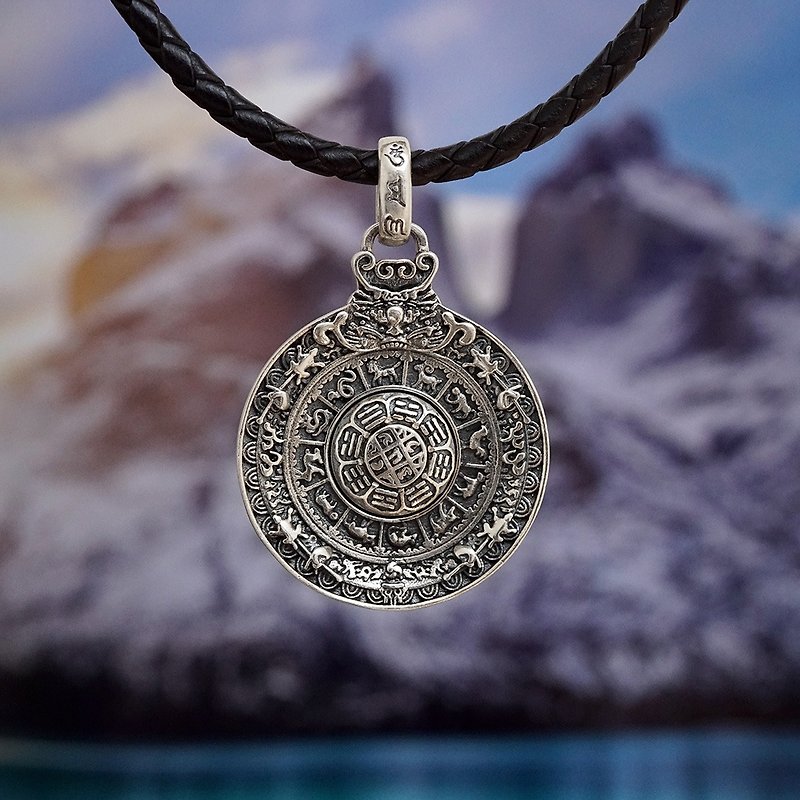Jiugong Gossip Bracelet Transfer Necklace VISHI Time S925 Sterling Silver Cowhide Tibetan Neutral Men and Women - สร้อยคอ - วัสดุอื่นๆ 