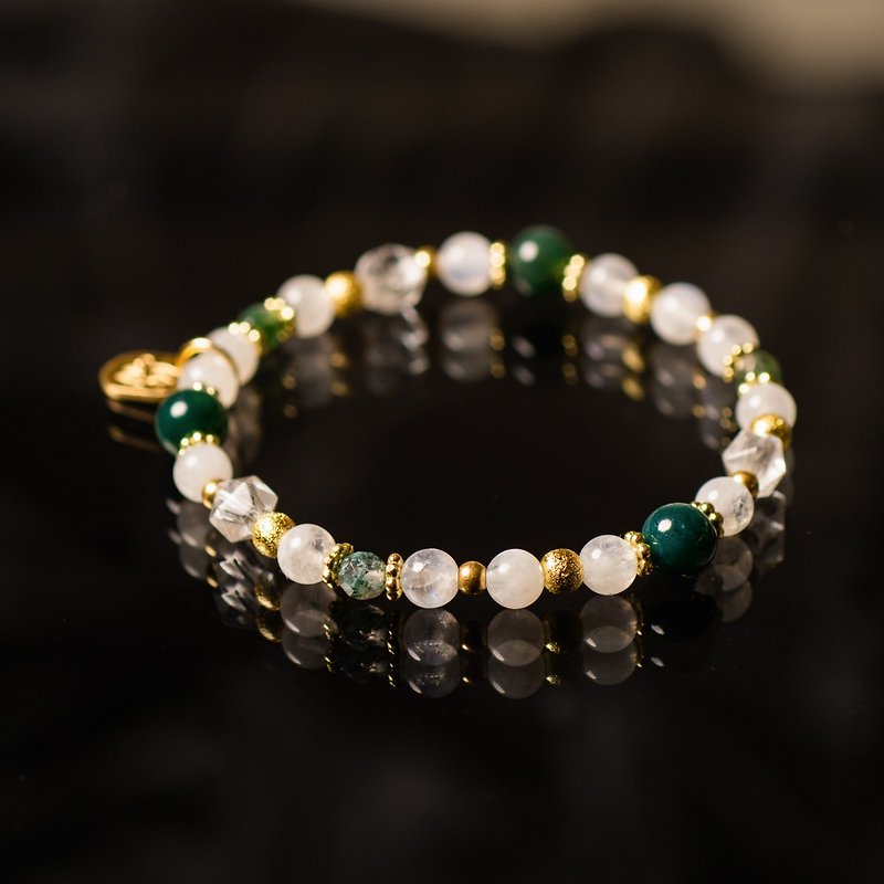 White Mist Forest // C1216 White Moonlight Seaweed Jade Bracelet - Bracelets - Gemstone 