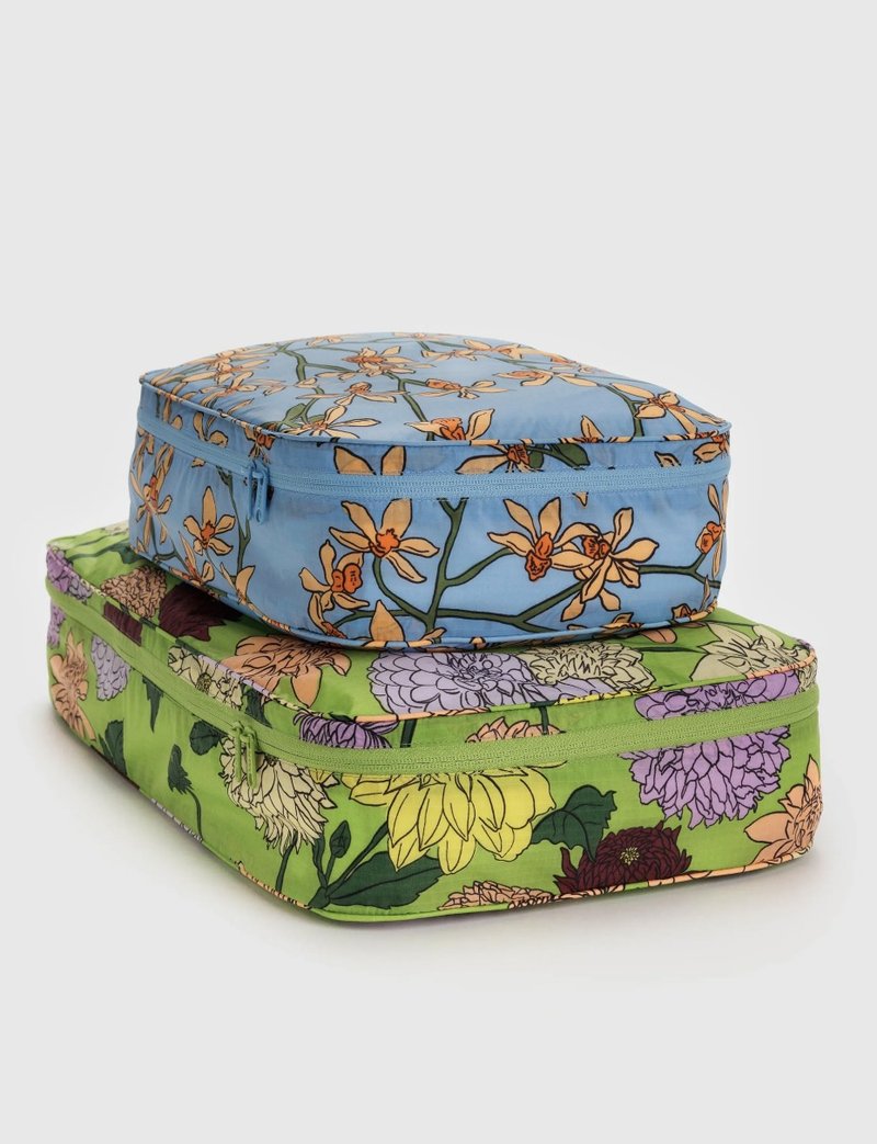 BAGGU - Travel Square Storage Bag Medium & Large - Flower Park - กระเป๋าเครื่องสำอาง - วัสดุกันนำ้ 