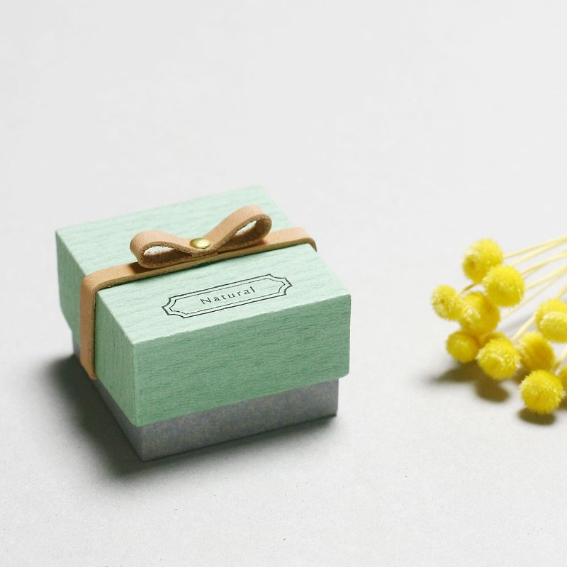 Natuarl // Mint) Giftbox Leather ribbon A small box that conveys your feelings - Gift Wrapping & Boxes - Paper Green