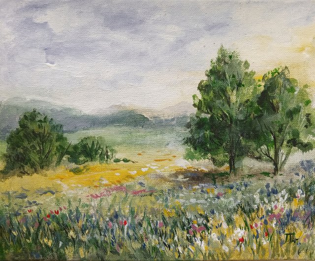 こもれび＊大きめ12号キャンバス　絵画　原画　自然　森　新緑　テクスチャーアート Amazon.co.jp: 自然のキャンバスウォールアート 緑の山の森の絵 壁の