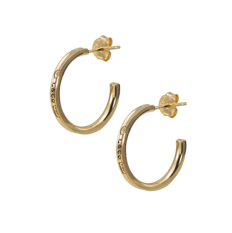 C&CO刻字中圈純銀耳環 - 耳環/耳夾/耳骨夾 - 純銀 多色