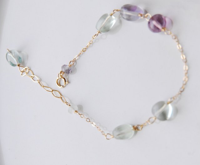 14kgf マルチカラーフローライト︎✦︎︎︎.ブレスレット⋆˙⟡ マルチカラーフローライトの風を感じるブレスレット 14kgf