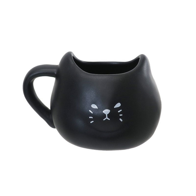 日本 sunart 馬克杯 - 厭世黑貓 - 咖啡杯 - 陶 黑色