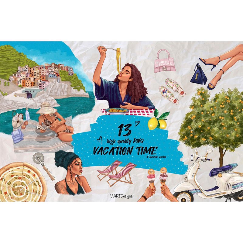 ITALIAN vacations/SUMMER chic PNG set - 電子似顏繪/繪畫/插畫 - 其他材質 