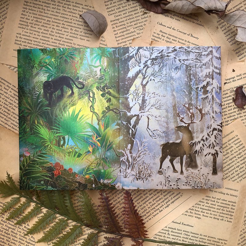 [Face/Exquisite Card]/10K Design Envelope-Jungle Panther/Snow Reindeer/Stitching Card - Cards & Postcards - Paper Multicolor