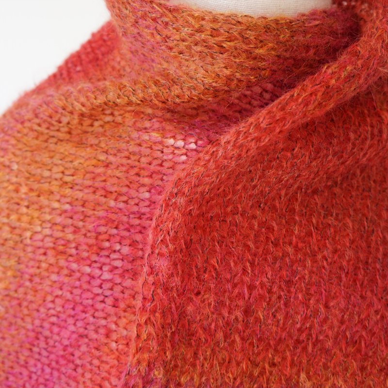 Ba-ba handmade Machine knitted muffler  No.M8 - 圍巾/披肩 - 其他材質 紅色