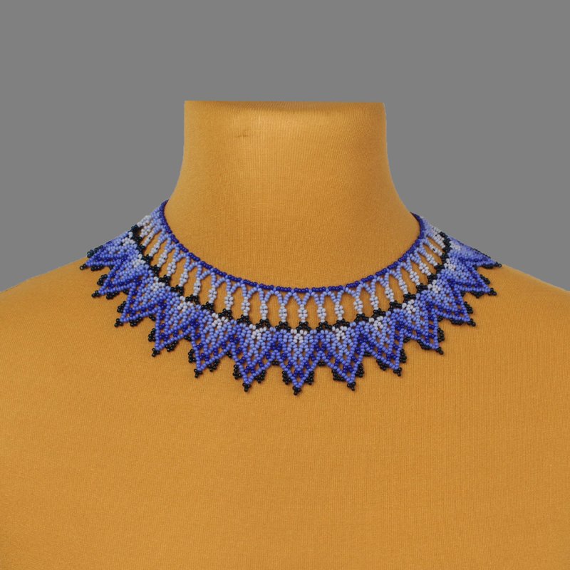 Blue necklace elegant bead jewelry - 項鍊 - 玻璃 藍色