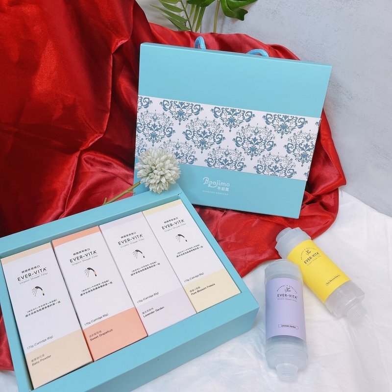 EVER-VITA Chlorine Removing Showerhead Fragrance Filter-Eau Fragrance Time Gift Box (4 pieces) - อุปกรณ์ห้องน้ำ - พลาสติก สีน้ำเงิน