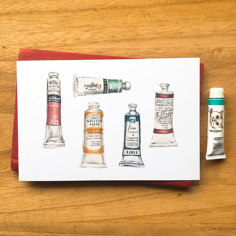 Paint Tubes Postcard - การ์ด/โปสการ์ด - กระดาษ ขาว