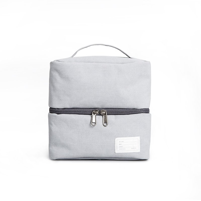 Simple Series-Double Opening Travel Storage Bag-Bright Gray-RAC130GY - กระเป๋าเครื่องสำอาง - ผ้าฝ้าย/ผ้าลินิน สีเทา