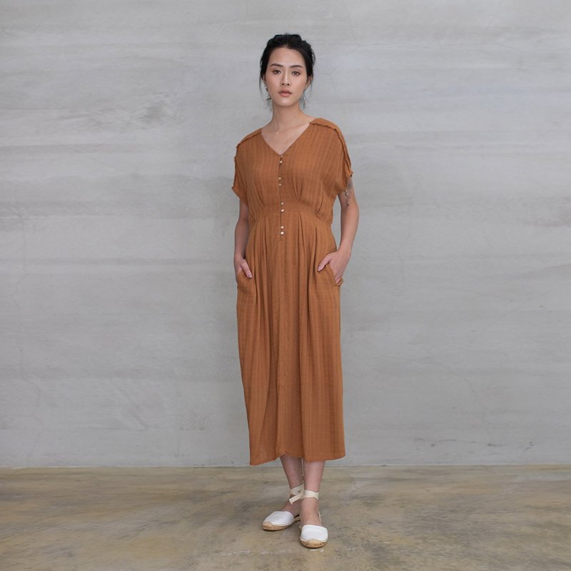 閒逸旅程腰部褶飾洋裝 Leisure Resort Waist Pleated Dress - 洋裝/連身裙 - 其他人造纖維 多色