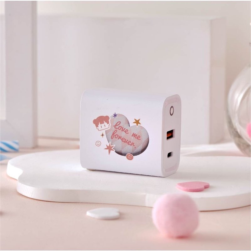 啾啾妹Love愛心USB3.0+PD20W雙孔充電器 - 科技小物 - 塑膠 多色