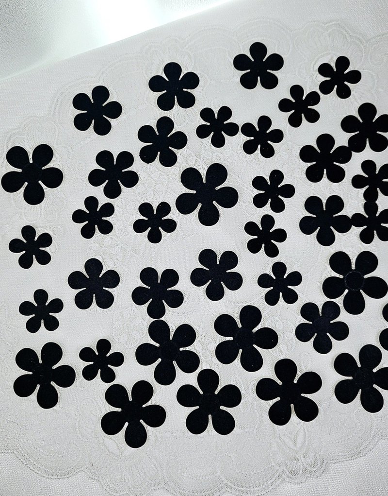 Basic Flower Black Die-cut - 便條紙/便利貼 - 紙 黑色