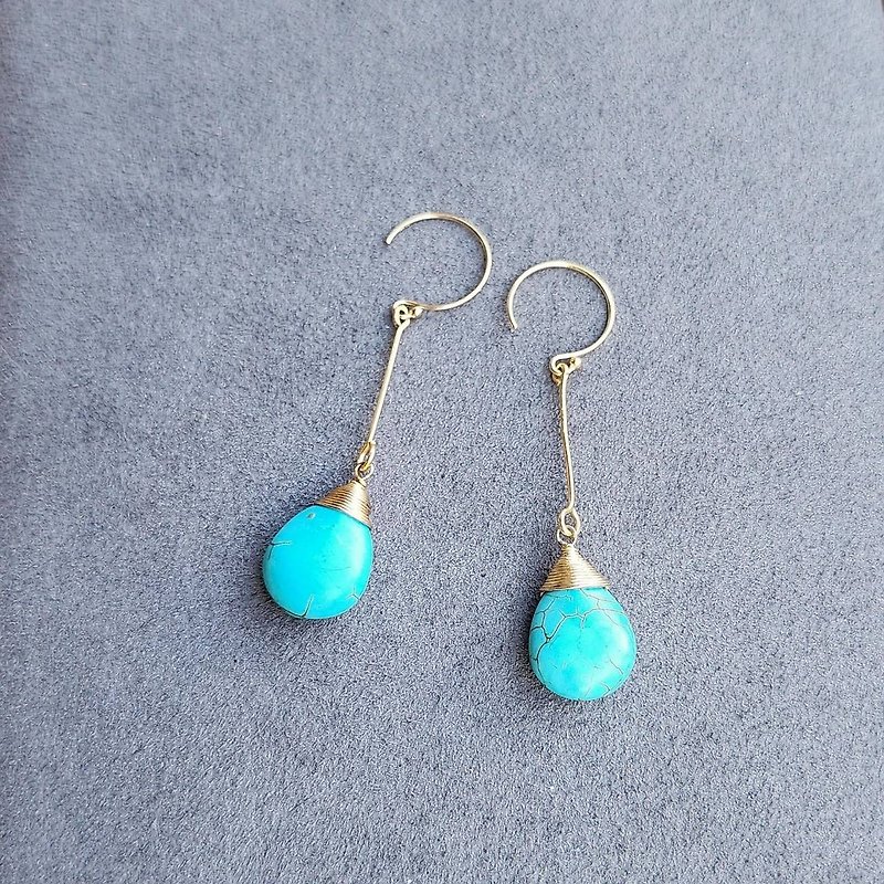 |14kgf light jewelry|turquoise earrings - Earrings & Clip-ons - Gemstone Multicolor