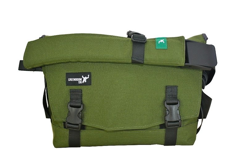 Greenroom136 - Bootstrap - Messenger Laptop Bag - Small - Green - กระเป๋าแล็ปท็อป - วัสดุอื่นๆ สีเขียว