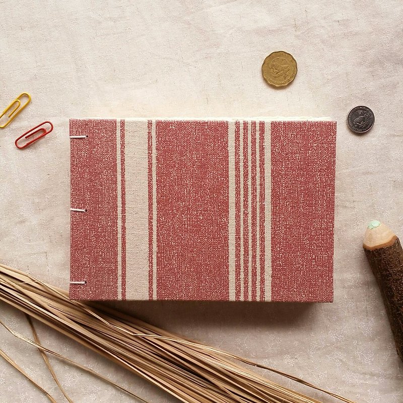 Original stripe French Coptic line book handmade book manual notebook blank hand book - สมุดบันทึก/สมุดปฏิทิน - กระดาษ สีแดง