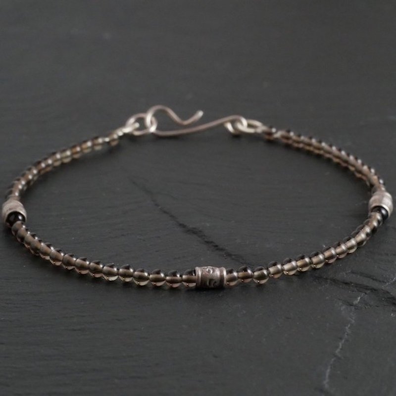 Smoky Quartz&Karen Silver  Bracelet - Bracelets - Gemstone Gray
