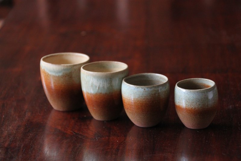 Set of 4 tea cups - ถ้วย - ดินเผา 