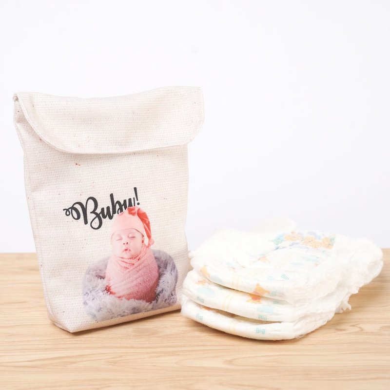 Customized diaper storage bag / put the child's name and photo / washable - กระเป๋าคุณแม่ - เส้นใยสังเคราะห์ 