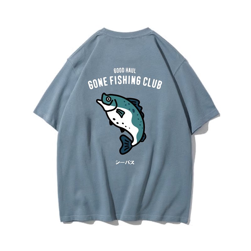 鱸魚 短袖T恤 8色男女同款 釣魚俱樂部 (男) - T 恤 - 棉．麻 藍色