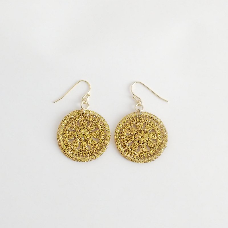 Lame lace motif earrings L (gold) P0020