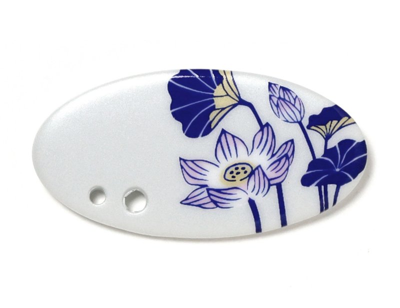 松榮堂新款橢圓形香立 青蓮 日本製瓷器 - 香氛/精油/擴香 - 瓷 