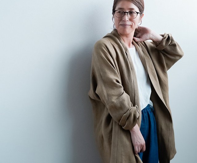 wafu リネン七分丈カーディガンボレロサイズF wafu【リネンカーディガン】はじめよう リネンのある暮らし 秋冬リネン