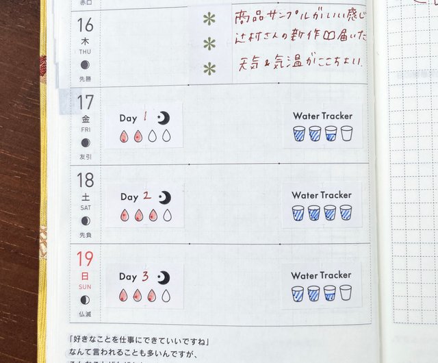 手帳のラベラーシール 生理 黒 日本製 ラベルシール ロール