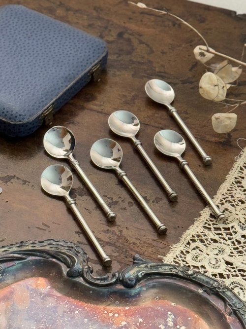 50204-クラシックアンティークシルバーコーヒースプーン6本箱入り