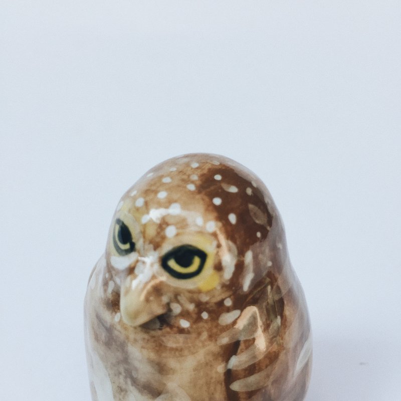 owl - ของวางตกแต่ง - ดินเผา สีนำ้ตาล