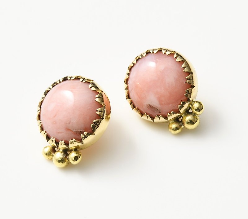 CP142(ピンクオパール) - 耳環/耳夾 - 其他金屬 粉紅色