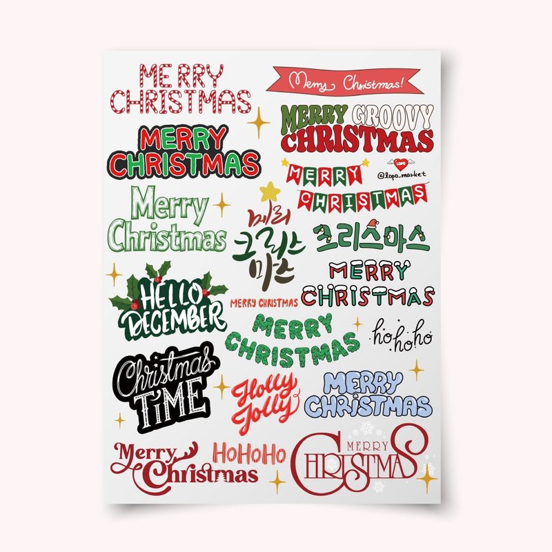 Christmas Lettering Stickers – Set of 5 Sheets - 貼紙 - 紙 